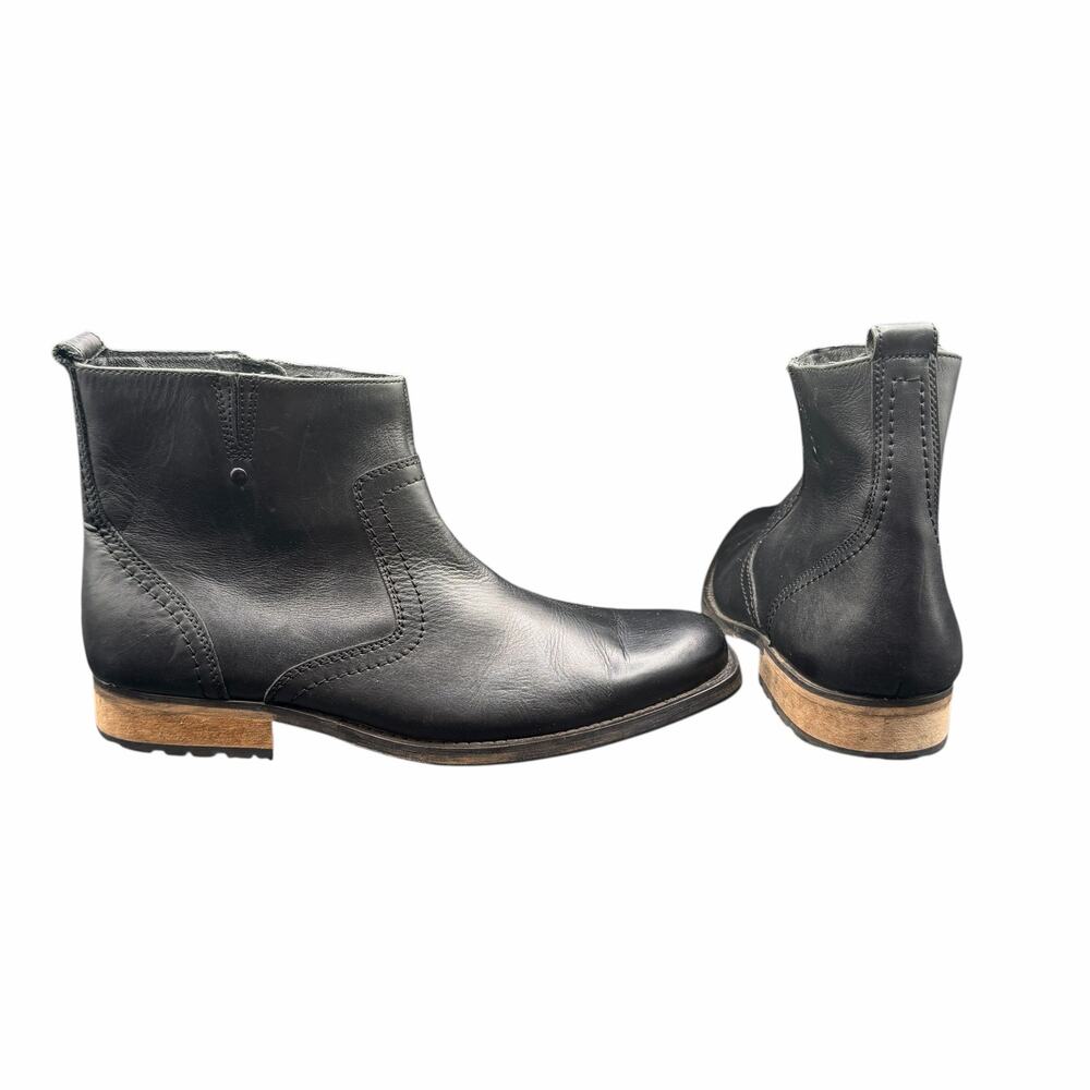 Bostonian Black Leather Ankle Boots Men’s 9.5 Zip Low Heel